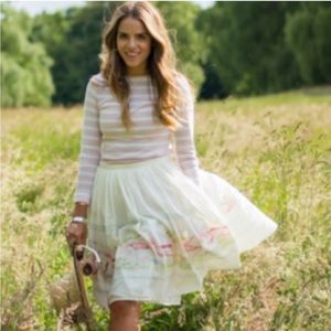 JOIE SACHA HIDEAWAY SCENIC BORDER SILK COTTON BLEND SKIRT PORCELAIN SIZE…